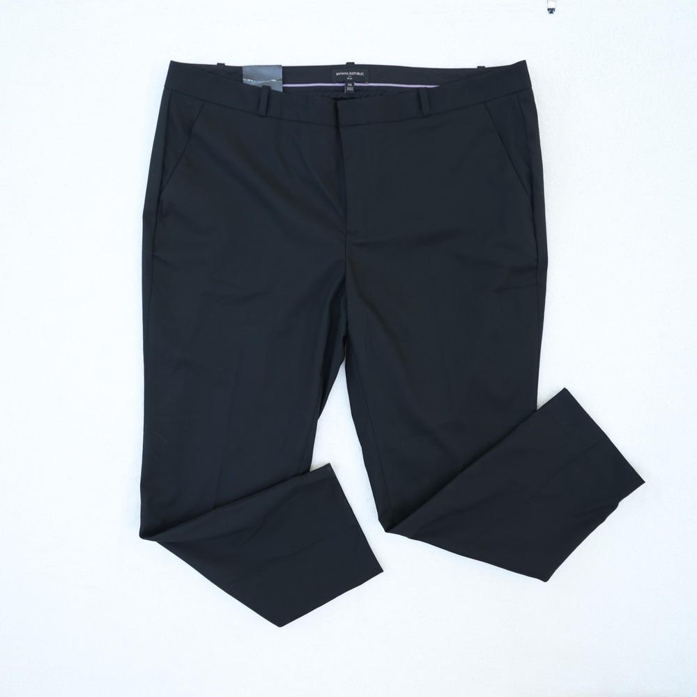 Banana Republic Ryan Pant Women's 20 Black Straight Leg Stretch Mid Rise NWT $90
